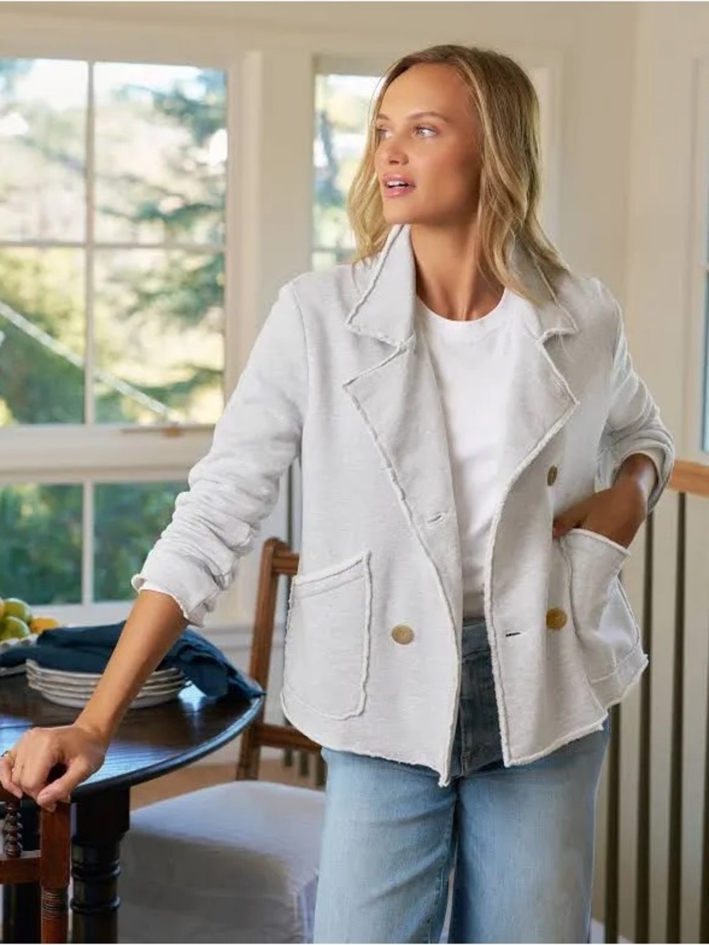 Frank & Eileen gray mini Belfast sweatshirt peacoat jacket